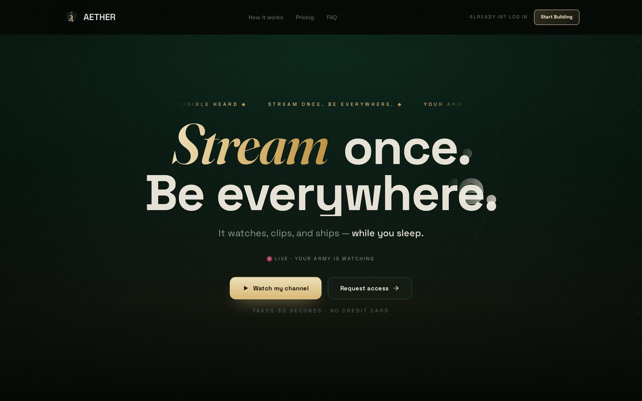 AETHER landing page